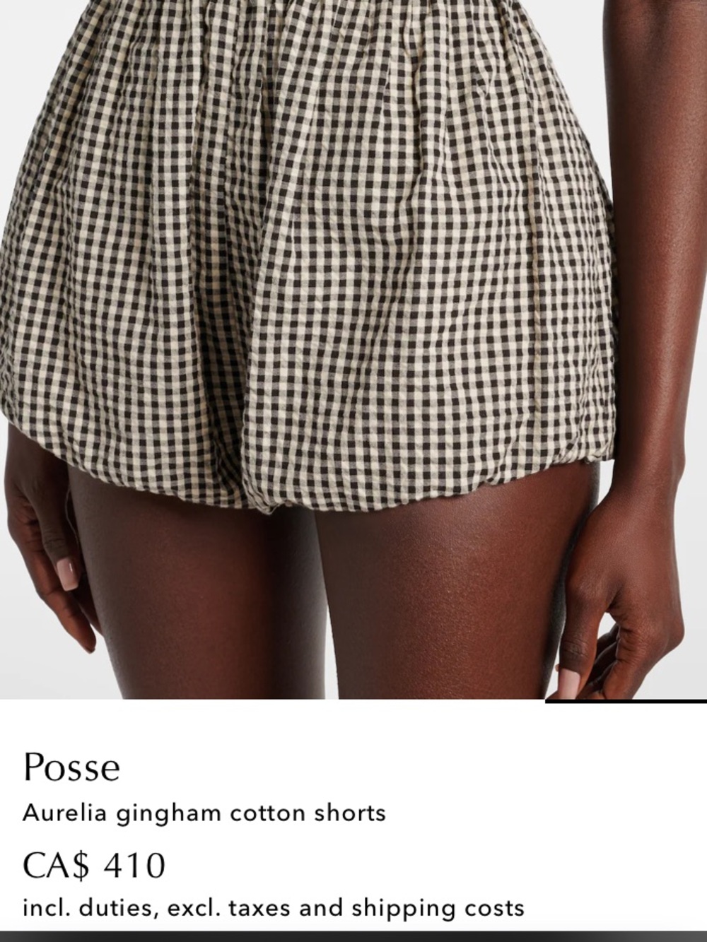Posse (XS) Blue and White Gingham  Shorts